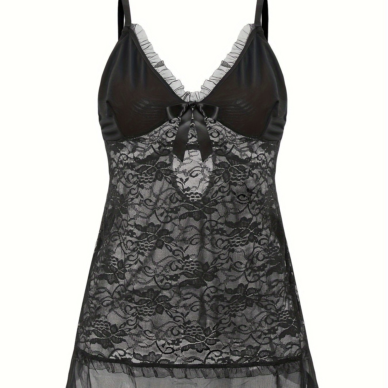  Lace Bow Ruffle Babydoll Dress