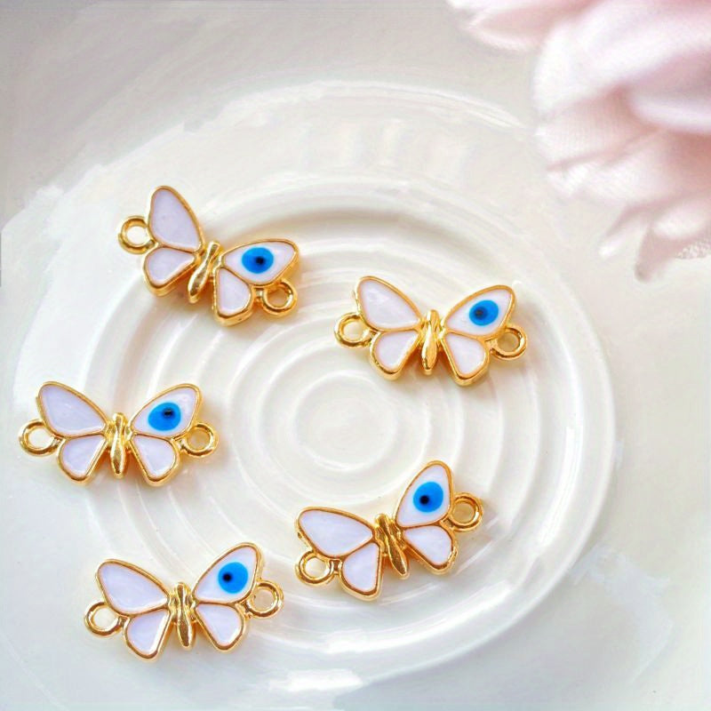 5pcs Devil's Eye & Butterfly Oil Alloy Pendants Bracelet Necklace Earrings