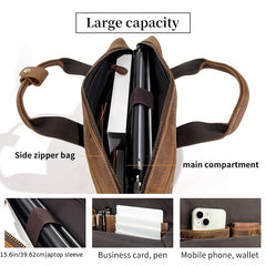 Large Capacity Retro Men's Leather Bag Crazy Horse Leather Briefcase