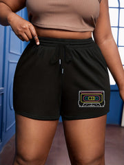  Casual Shorts Women's Plus Graphic Print Sporty Shorts