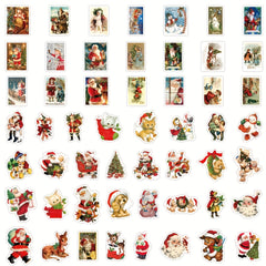 50pcs Vintage Christmas Stickers Merry Xmas Santa Claus Holiday Label Stickers