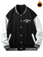 Men's Teddy Bear Print Baseball Jacket