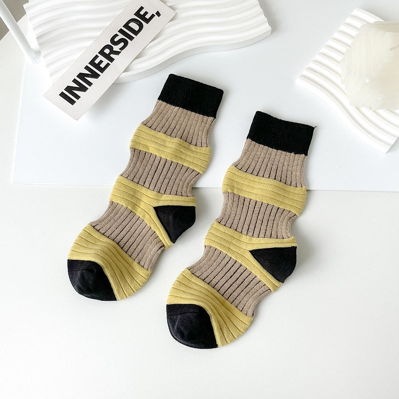 Women's Khaki Casual Texture Socks