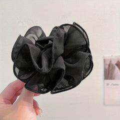 Mesh Layer Hair Claw Flower Shark Claw Ponytail Holder Hair Accessory
