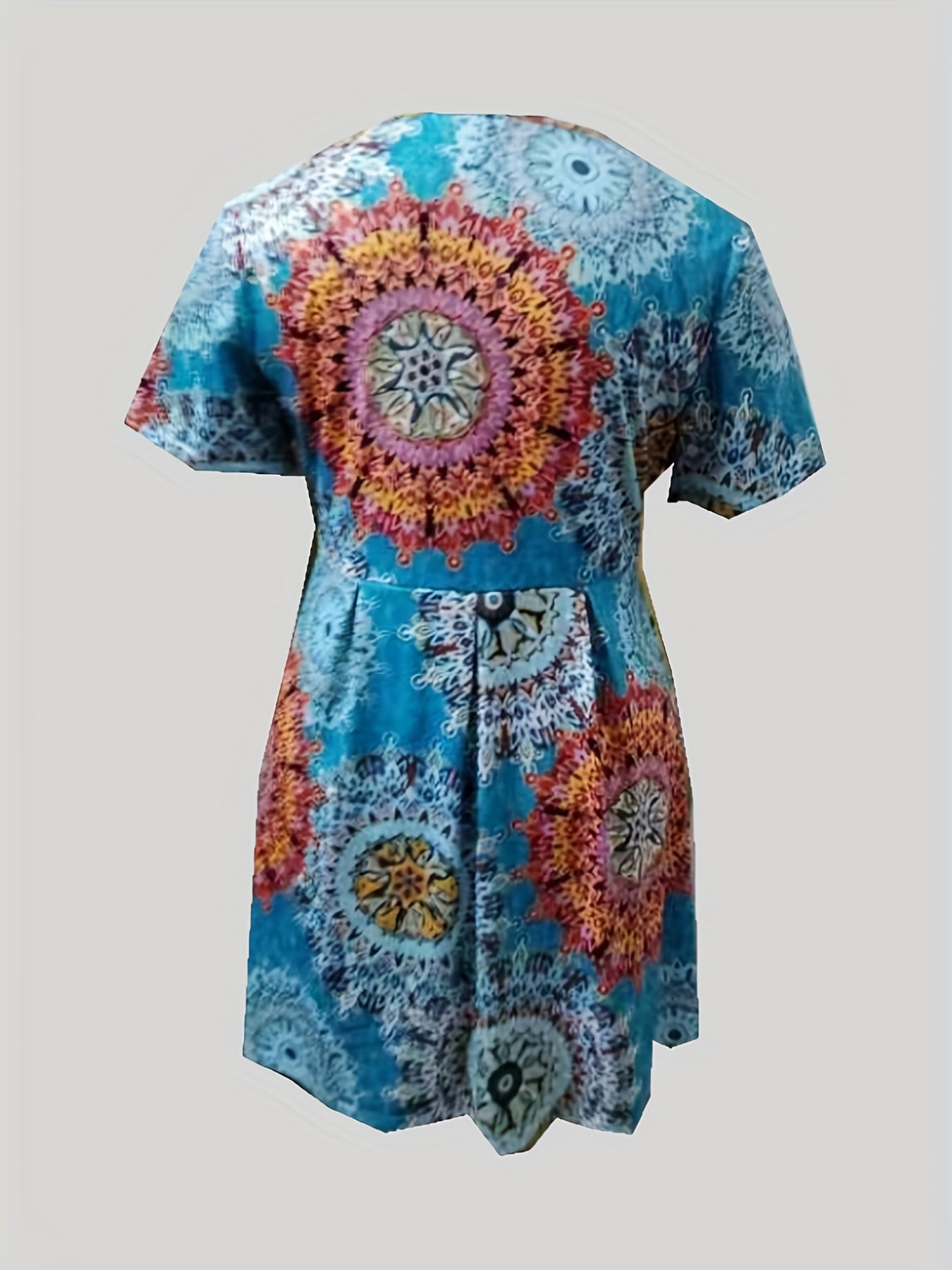  Boho Midi Dress Women's Plus Paisley Print Slight Stretch Midi Dress