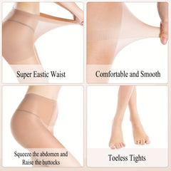 3 Pack Toeless High Waist Slim Pantyhose Elastic Pantyhose