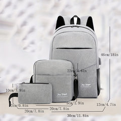3pc Nylon Backpack Set with Laptop Bookbag Crossbody Bag Clutch Purse