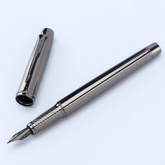 Silver Grey Fountain Pen 0.5MM Metal Pen with Ink Blotter