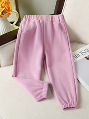 Girls' Bear Embossed Jogger Sweatpants with Pockets