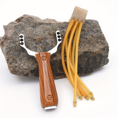 Wood Grain Zinc Alloy Slingshot for Practice and Outdoor Fun Play
