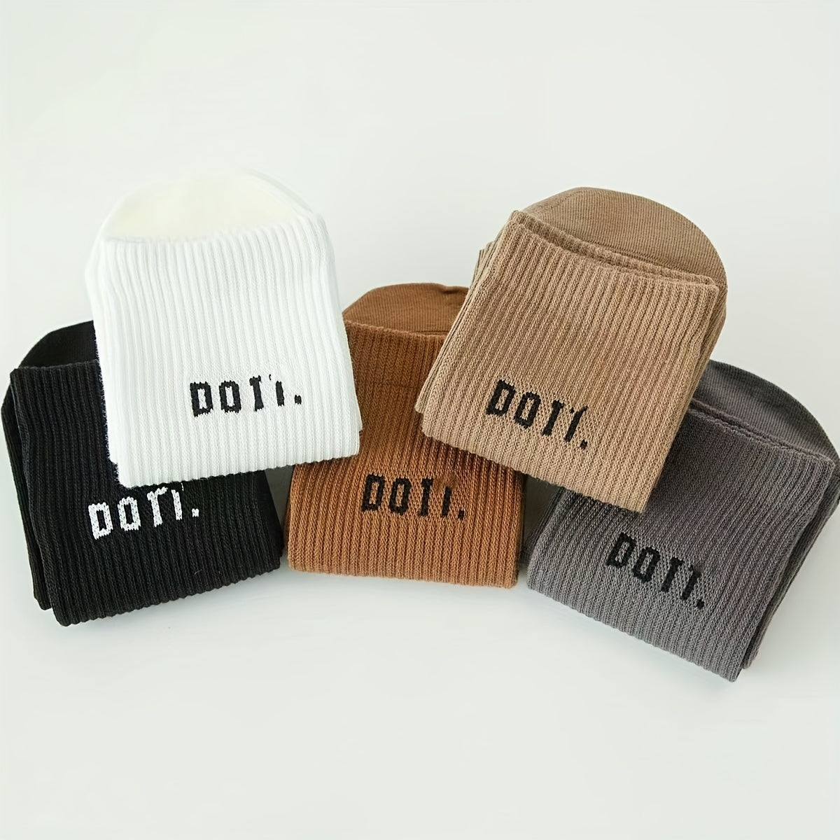 5 Pairs Letter Print Socks Women's Sports Stockings