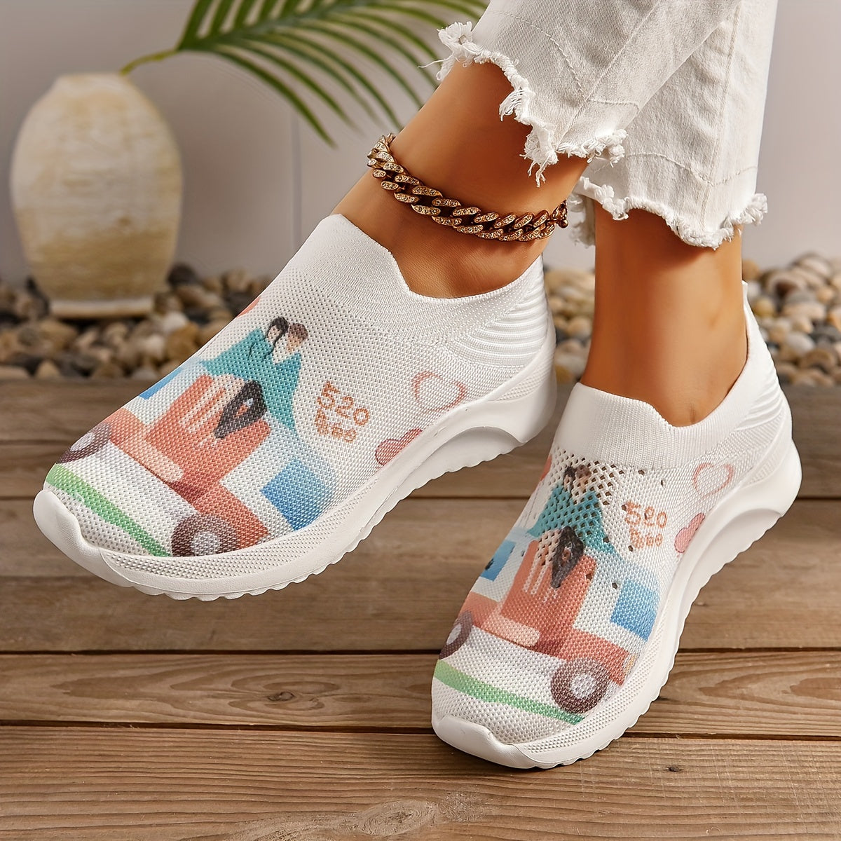 Couple Figure Graphic Athletic Sneakers for Women