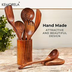 14pcs Wooden Cooking Utensils Set Nonstick Spoons Healthy Kitchen