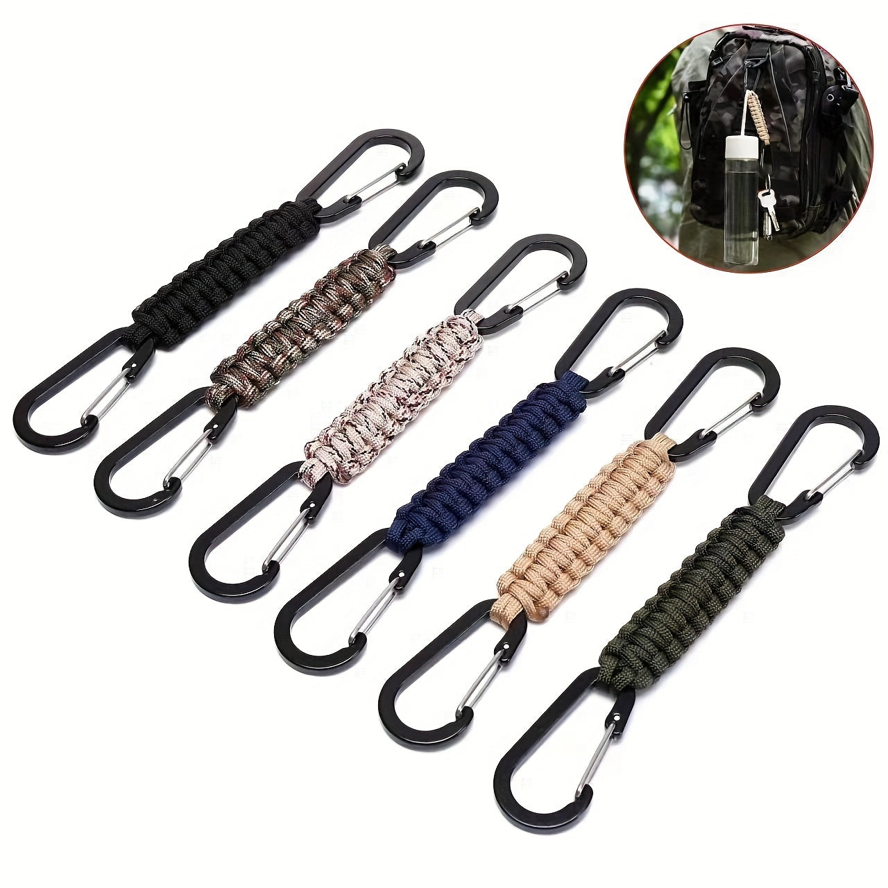 Outdoor Umbrella Rope Braided Double end Buckle Backpack Key Hanging Carabiner