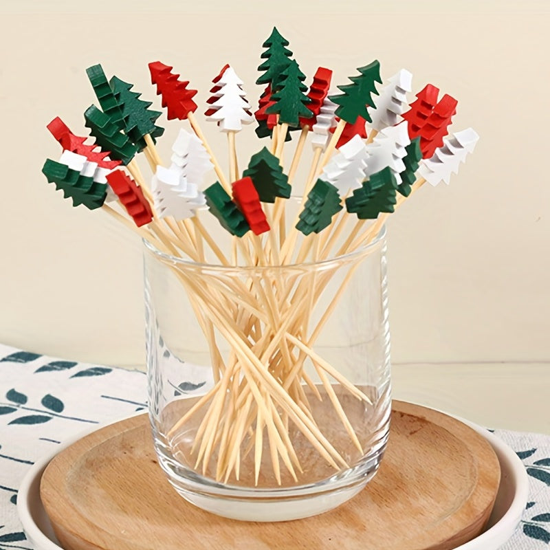 50pcs 11 Christmas Tree Bamboo Sticks For Fruit Party Decorations