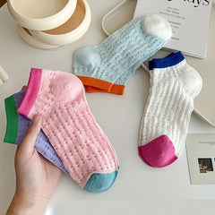 4 Pairs Colorblock Crew Socks Women's Stockings & Hosiery
