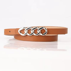 Thin Waist Belt Chain Buckle PU Leather Ladies Dress Strap Dress Decor Jean