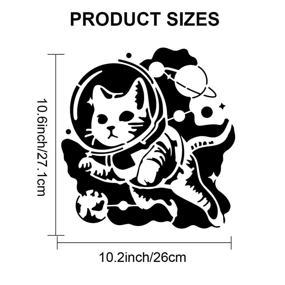 1pc AHANDMAKER Astronaut Cat Stencil & Paint Brushes Set