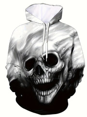 Men's Skull Graphic Hoodie Active Breathable 3D Print Hooded Shirt