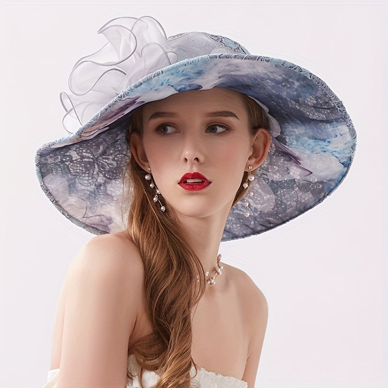 Lace Flower Sun Hat Embroidery Organza Derby Church Hats