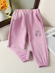 Girls' Bear Embossed Jogger Sweatpants with Pockets