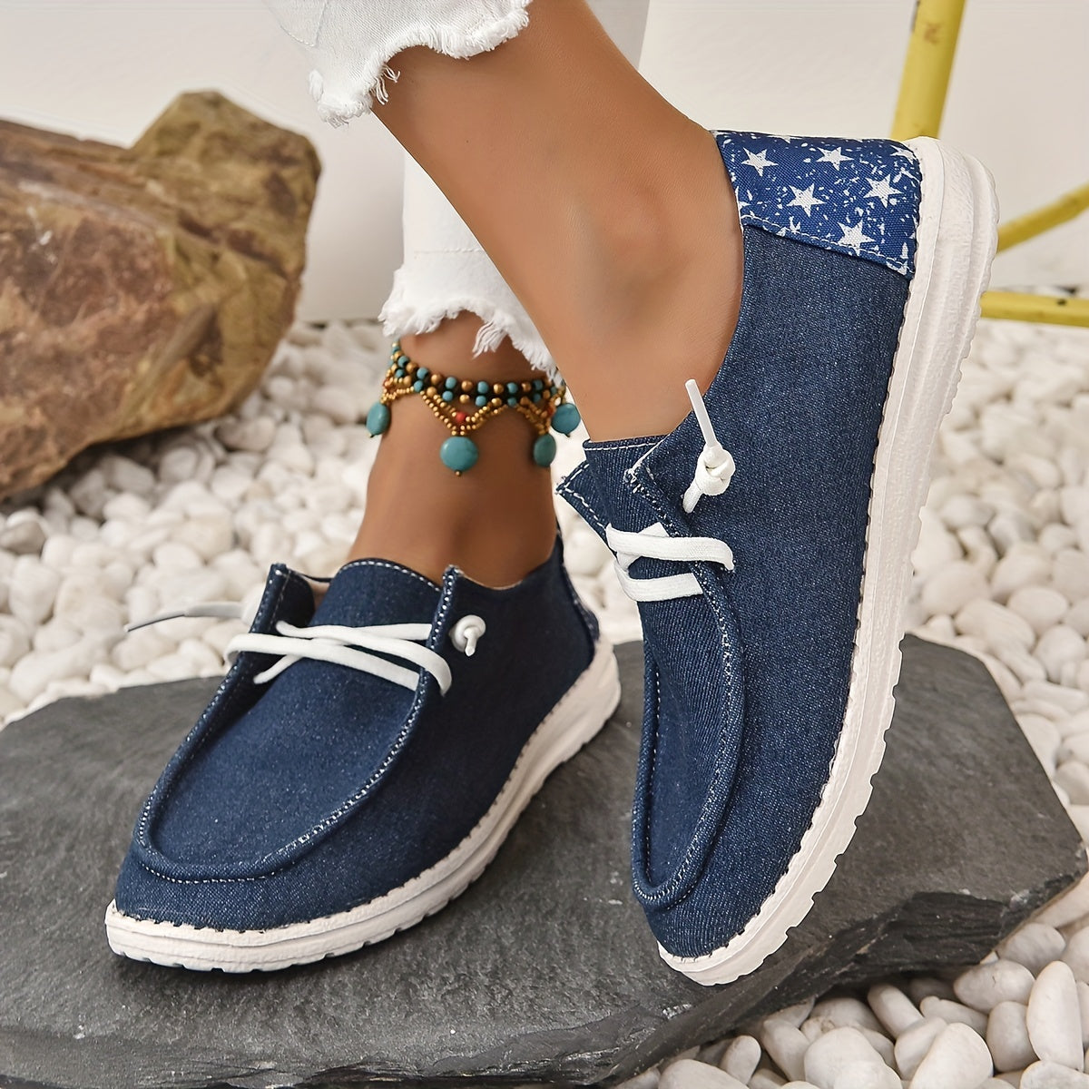Women's Star Canvas Shoes Casual Lace Up Low Top Lightweight Sneakers