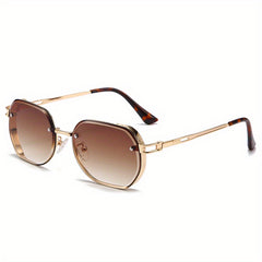 Y2K Oval Metal Sunglasses Steampunk Gradient UV400 Sun Shades