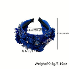 Crystal Mesh Flower Headband Wide Brim Hair Band