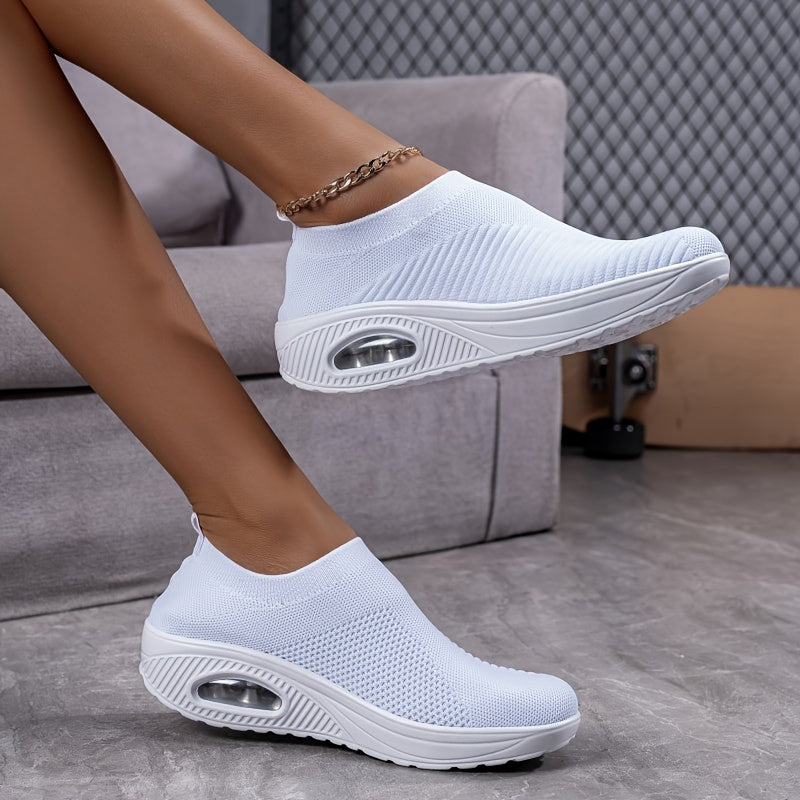 Women's Platform Chunky Sneakers Air Cushion Slip-on Walking Shoes