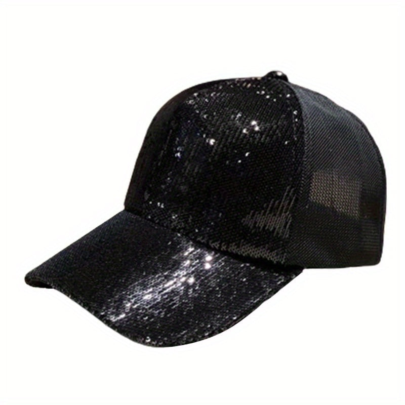 Sequin Hip Hop Baseball Cap Trucker Hat For Women