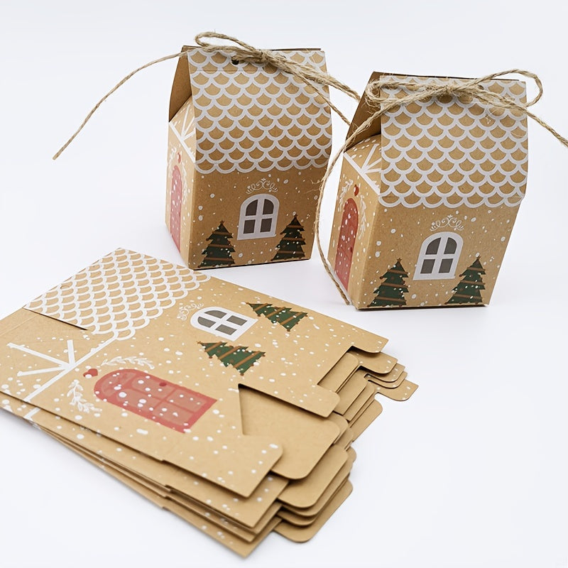 5pcs Christmas House Candy Packaging Box for Candy Biscuit Chocolate