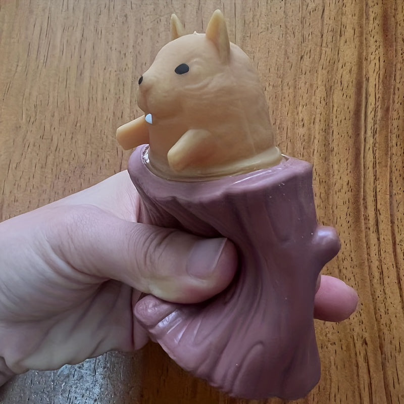 Cuddly Squirrel Squeeze Decompression Toy & Pen Holder Brown
