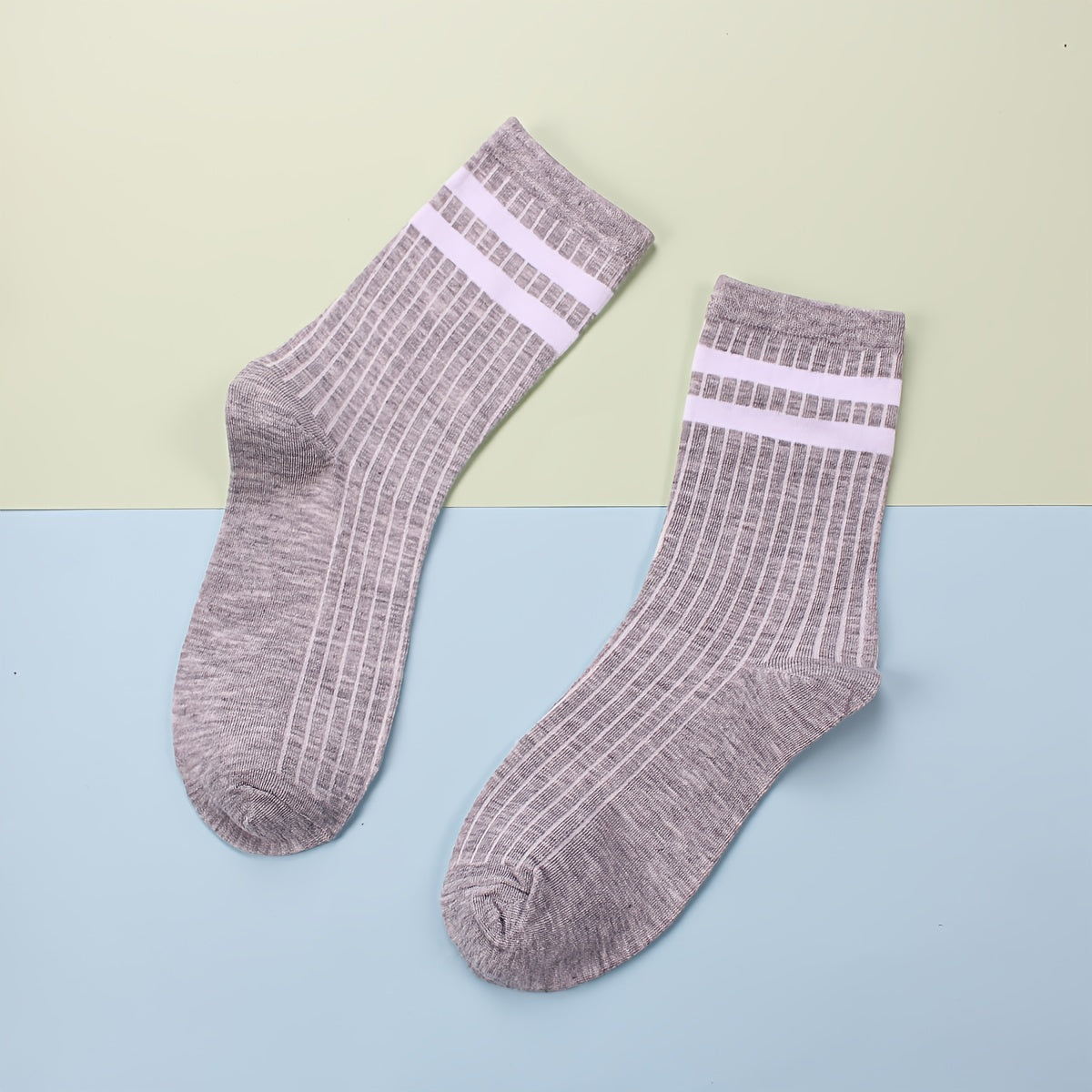 4 Pairs Striped Crew Socks Women's Stockings
