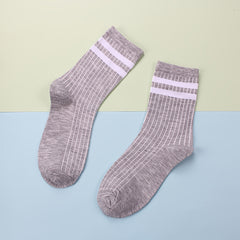 4 Pairs Striped Crew Socks Women's Stockings