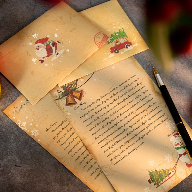 30pcs Vintage Christmas Letter Paper & Envelopes Set