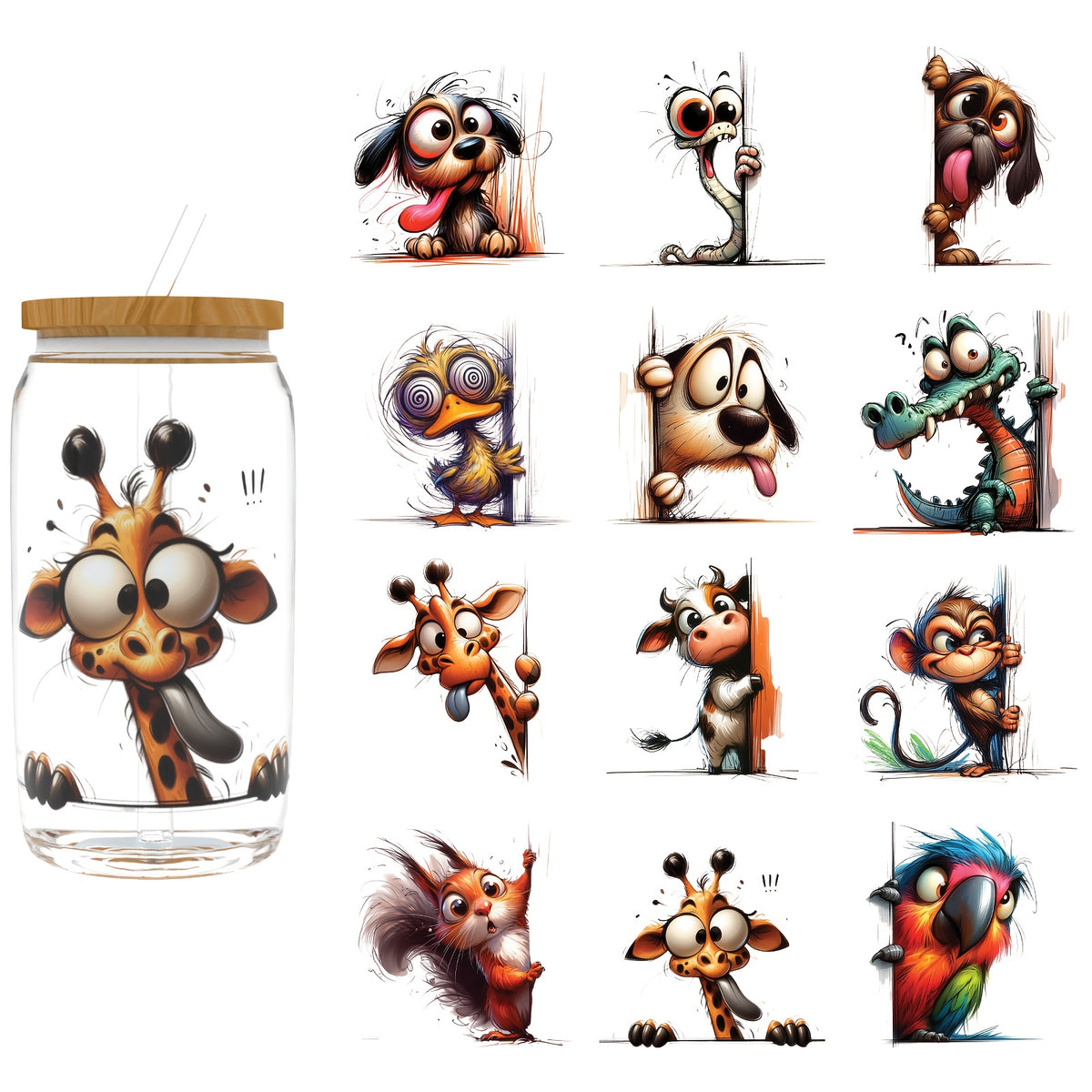 UV DTF Transfer Stickers Animal Series for Glass Cup DIY
