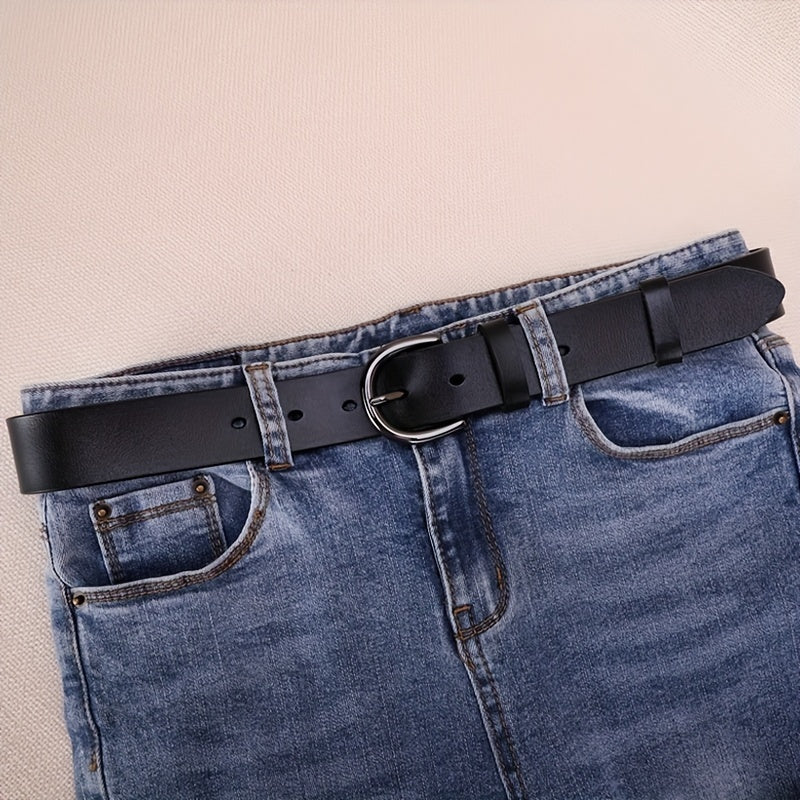 Leather Belt Round Pin Buckle Belt Unisex Casual Pants Jeans Belts Plus Size