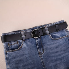 Leather Belt Round Pin Buckle Belt Unisex Casual Pants Jeans Belts Plus Size