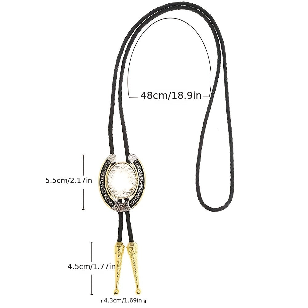 Western Cowboy Zinc Alloy BOLO Tie Natural Round Letter Q Shirt Accessory