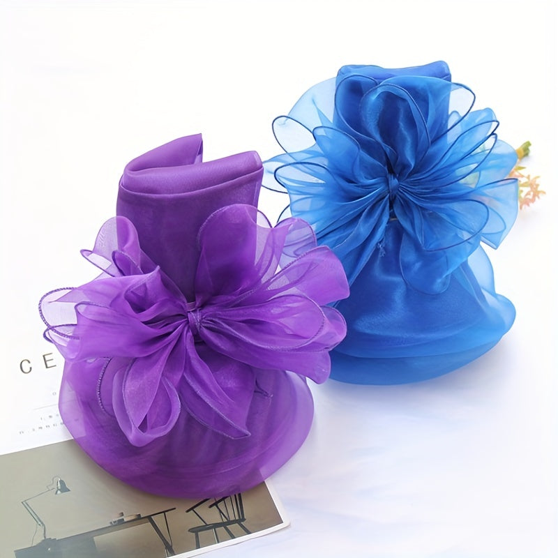 Foldable Flower Organza Sun Hat Solid Mesh Breathable Travel Beach Hats