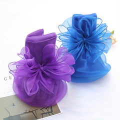 Foldable Flower Organza Sun Hat Solid Mesh Breathable Travel Beach Hats