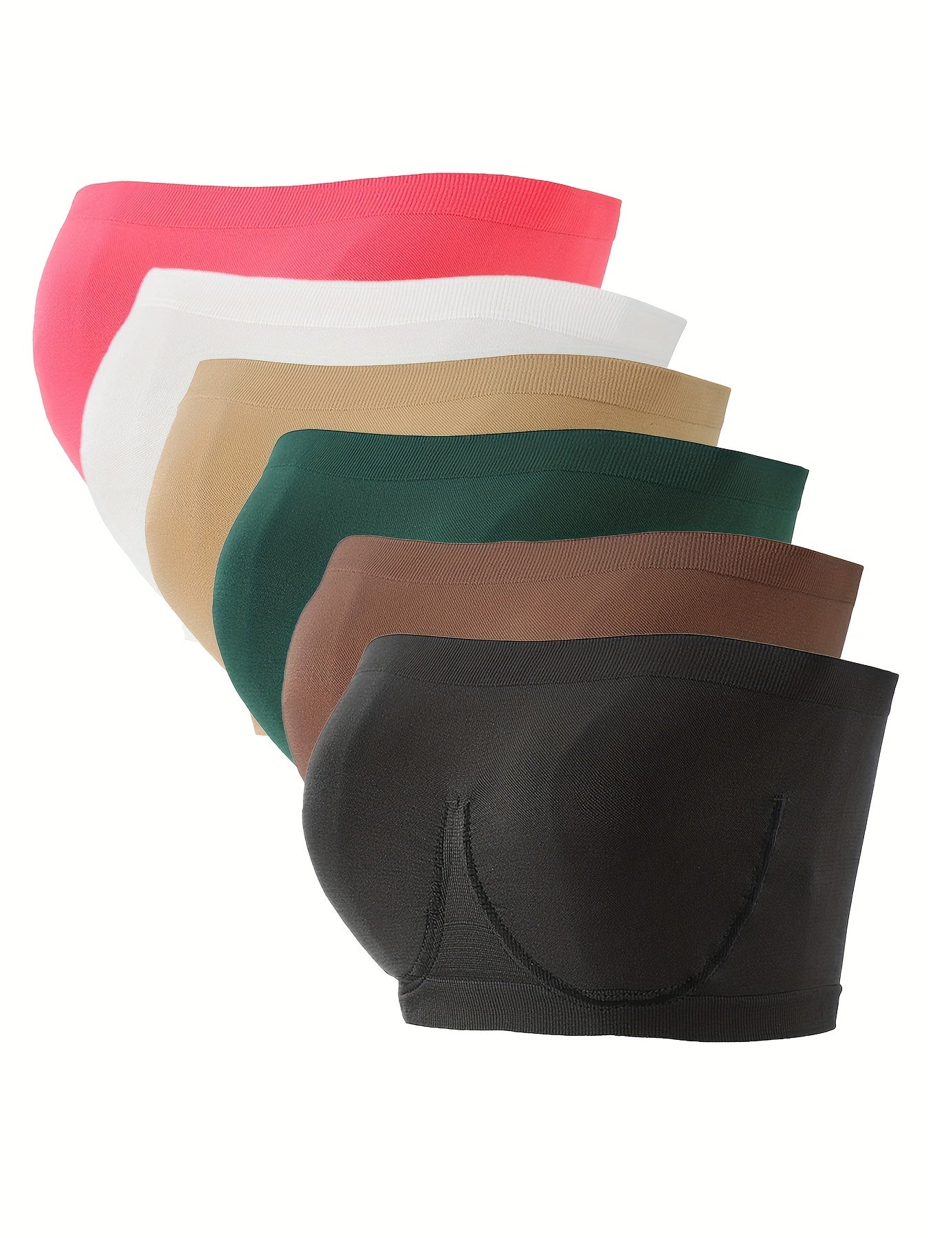 6pcs Strapless Bandeau Bras Soft Stretch Everyday Bra Women's Lingerie