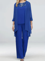  3 Piece Lace Tank Top & Pants & Cardigan Set