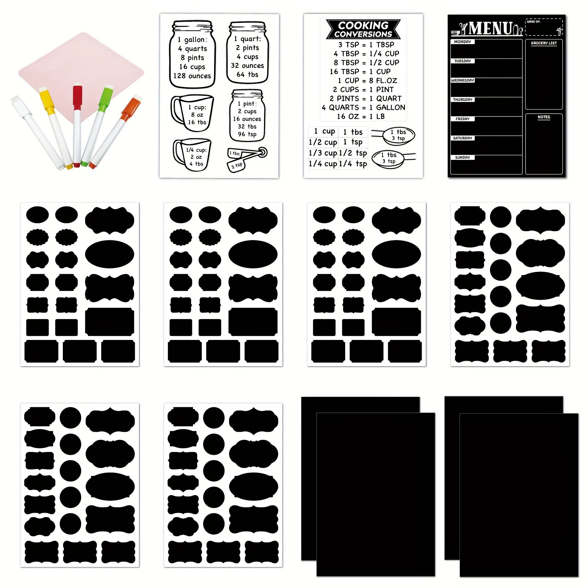 Magnetic Blackboard Calendar Refrigerator Sticker Set