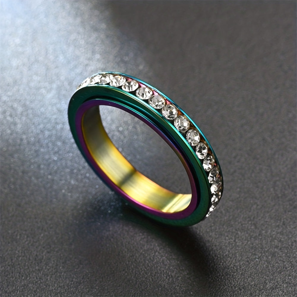 Men's Faux Diamond Ring - Stylish Silver Tone Band