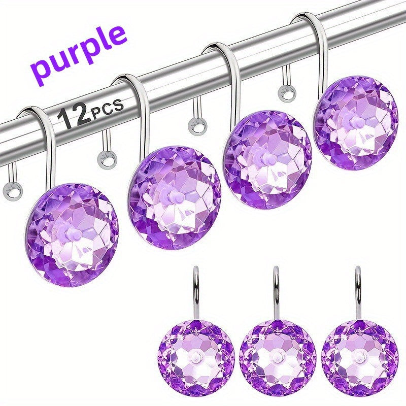 Acrylic Shower Curtain Hook with Rhinestone Design
