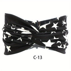 Boho Print Wide Headband Stretchy Sweatband for Women