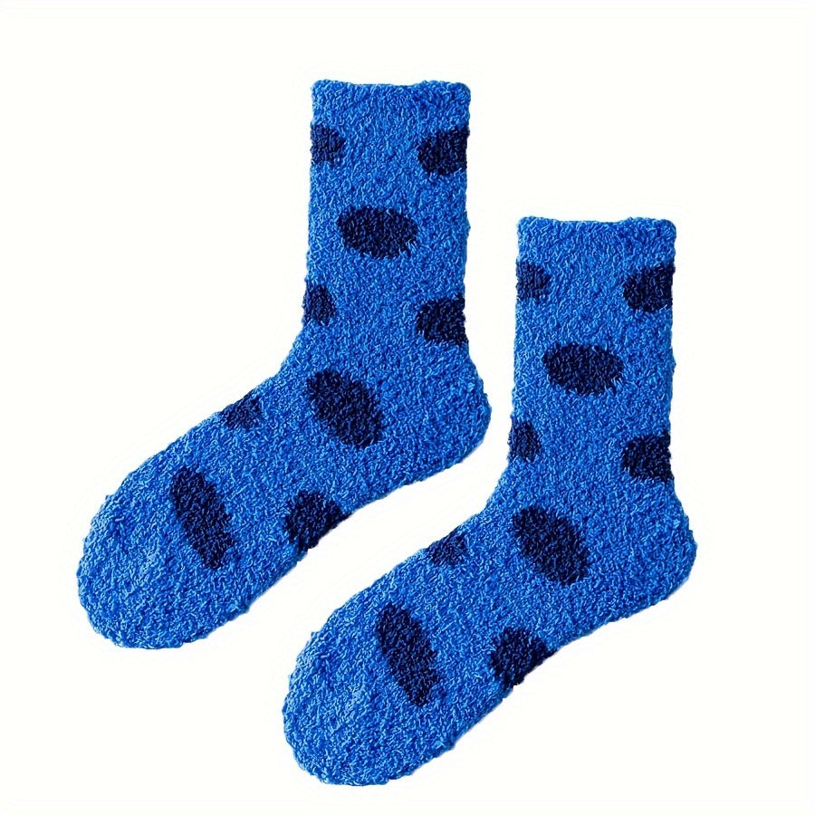 Dot Pattern Plush Socks Comfy & Soft Mid Tube Socks Women's Stockings