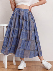  Colorblock Drawstring Maxi Skirt