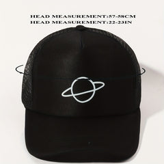 Planet Print Trucker Hat Mesh Breathable Baseball Cap Lightweight Casual Dad Hat
